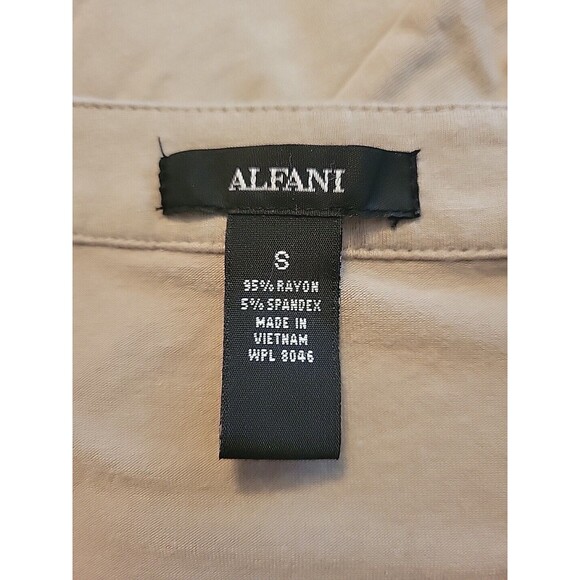 Alfani Beaded Rouched Shoulder Beige Sleeveless Top Small - Picture 7 of 9